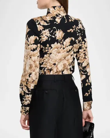 Dolce & Gabbana Rose Cretonne Charmeuse Button-Down Shirt | Thumbnail 3