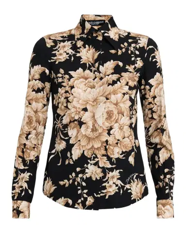 Dolce & Gabbana Rose Cretonne Charmeuse Button-Down Shirt | Thumbnail 1