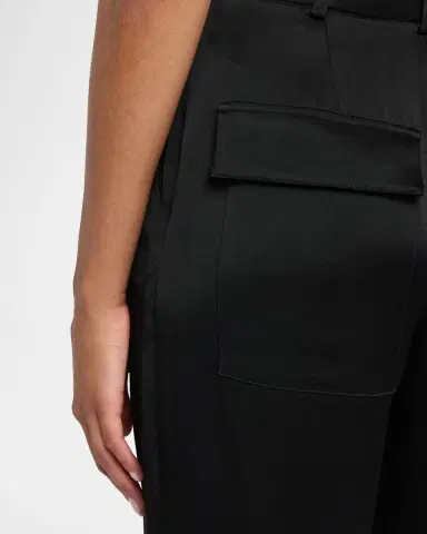Lapointe Mid-Rise Pleated Relaxed Straight-Leg Doubleface Satin Pants | Thumbnail 5