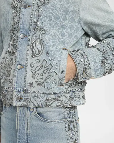 AMIRI Men's Crystal Bandana Denim Jacket | Thumbnail 5 AMIRI Men's Crystal Bandana Denim Jacket | Thumbnail 5