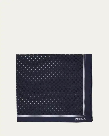 Zegna Men's Petite Geometric Floral Silk Pocket Square | Thumbnail 2 Zegna Men's Petite Geometric Floral Silk Pocket Square | Thumbnail 2