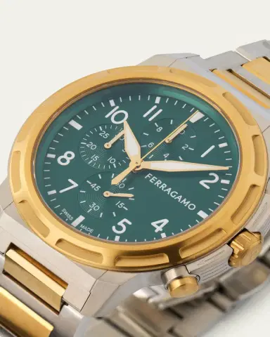 Ferragamo Sport Chrono 44mm Two Tone Bracelet Watch | Thumbnail 3