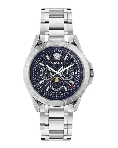 Versace V-Galaxy Moonphase 43MM Stainless Steel Bracelet Watch | Thumbnail 1 Versace V-Galaxy Moonphase 43MM Stainless Steel Bracelet Watch | Thumbnail 1