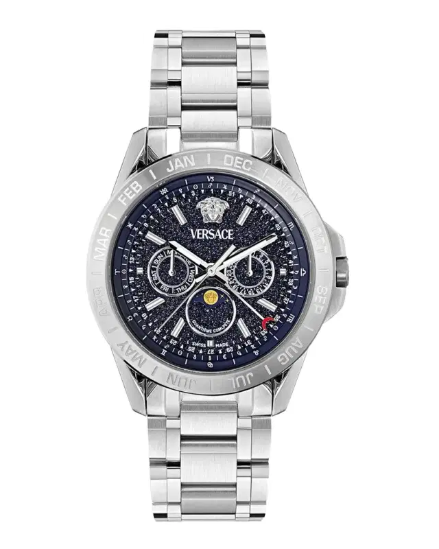 V-Galaxy Moonphase 43MM Stainless Steel Bracelet Watch