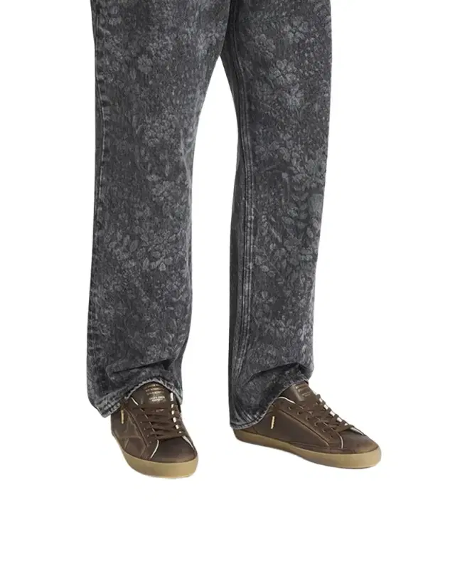 Men 's Embossed Star Leather Low-Top Sneakers