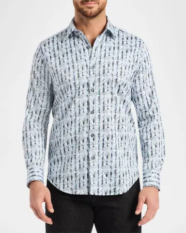 Robert Graham Men 's Wooster Pinstripe Overlay Stretch Sport Shirt | Thumbnail 3 Robert Graham Men 's Wooster Pinstripe Overlay Stretch Sport Shirt | Thumbnail 3