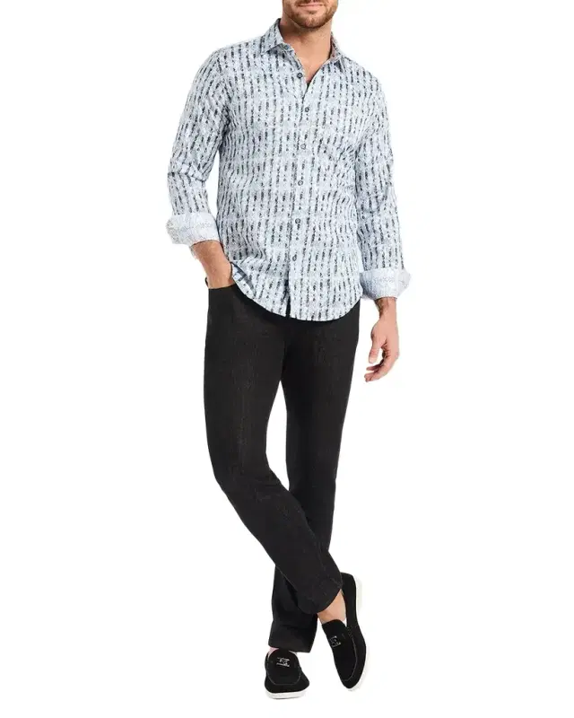 Men 's Wooster Pinstripe Overlay Stretch Sport Shirt