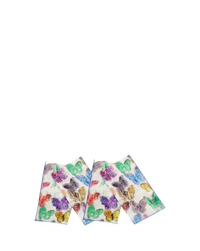 Hunt Slonem Spring Butterflies Printed Linen Dinner Napkin