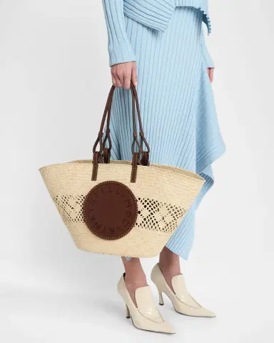 Stella McCartney Small Logo Raffia Basket Tote Bag | Thumbnail 2