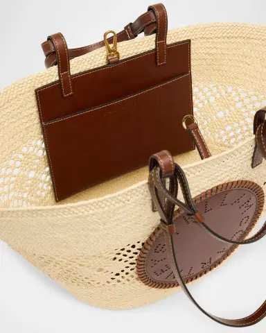 Stella McCartney Small Logo Raffia Basket Tote Bag | Thumbnail 4