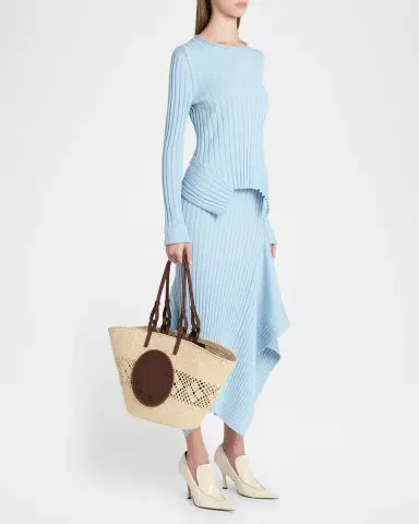Stella McCartney Small Logo Raffia Basket Tote Bag | Thumbnail 5
