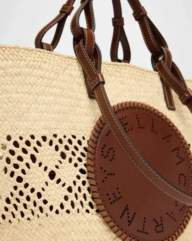Stella McCartney Small Logo Raffia Basket Tote Bag | Thumbnail 6