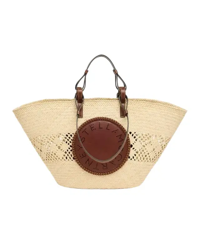 Stella McCartney Small Logo Raffia Basket Tote Bag