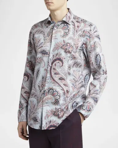 Etro Men 's Cotton Multi-Paisley Dress Shirt | Thumbnail 3 Etro Men 's Cotton Multi-Paisley Dress Shirt | Thumbnail 3