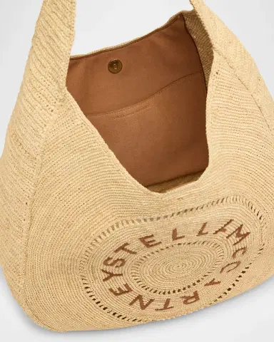 Stella McCartney Small Logo Crochet Raffia Hobo Bag | Thumbnail 4 Stella McCartney Small Logo Crochet Raffia Hobo Bag | Thumbnail 4