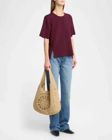 Stella McCartney Small Logo Crochet Raffia Hobo Bag | Thumbnail 5 Stella McCartney Small Logo Crochet Raffia Hobo Bag | Thumbnail 5