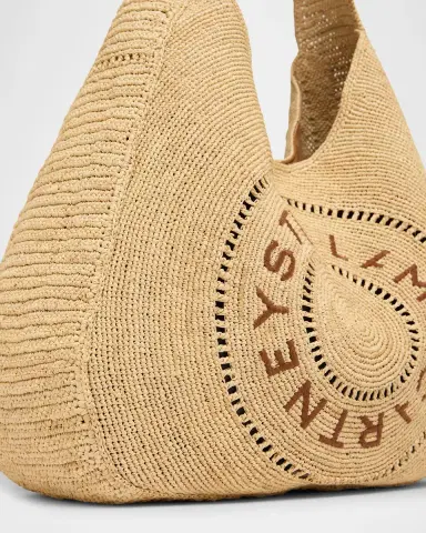 Stella McCartney Small Logo Crochet Raffia Hobo Bag | Thumbnail 6 Stella McCartney Small Logo Crochet Raffia Hobo Bag | Thumbnail 6