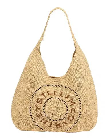 Stella McCartney Small Logo Crochet Raffia Hobo Bag | Thumbnail 1 Stella McCartney Small Logo Crochet Raffia Hobo Bag | Thumbnail 1