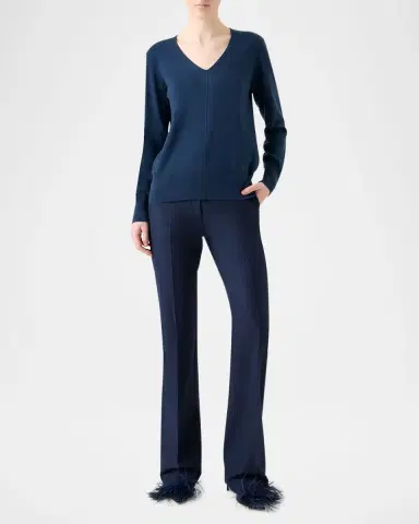 Akris V-Neck Pure Cashmere Knit Sweater | Thumbnail 2