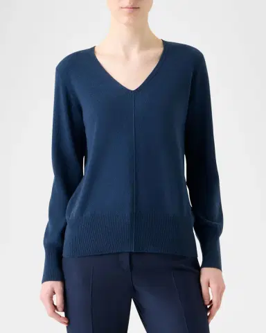 Akris V-Neck Pure Cashmere Knit Sweater | Thumbnail 4