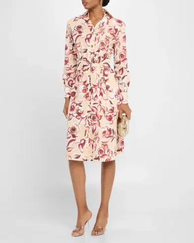 Chiara Boni La Petite Robe Belted Floral-Print Midi Shirtdress | Thumbnail 2 Chiara Boni La Petite Robe Belted Floral-Print Midi Shirtdress | Thumbnail 2