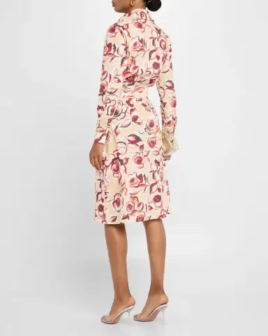 Chiara Boni La Petite Robe Belted Floral-Print Midi Shirtdress | Thumbnail 3 Chiara Boni La Petite Robe Belted Floral-Print Midi Shirtdress | Thumbnail 3