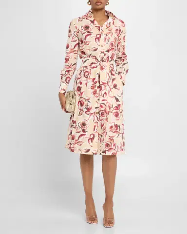 Chiara Boni La Petite Robe Belted Floral-Print Midi Shirtdress | Thumbnail 4 Chiara Boni La Petite Robe Belted Floral-Print Midi Shirtdress | Thumbnail 4