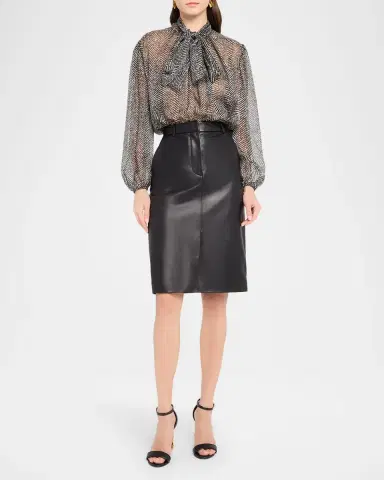 Dolce & Gabbana Chevron Chiffon Neck-Tie Blouse | Thumbnail 2