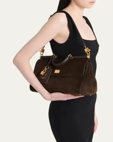Dolce & Gabbana My Sicily Suede and Leather Top-Handle Bag | Thumbnail 6