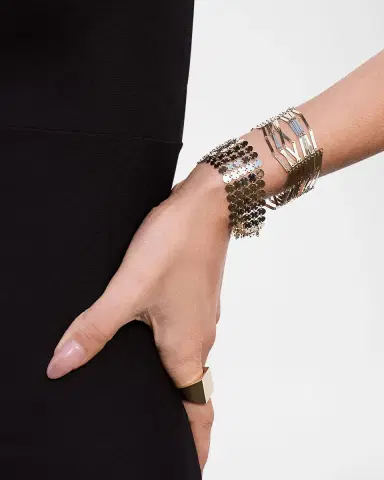 LANA Laser-Cut Rectangle Chainmail Bracelet in 14K Gold | Thumbnail 2 LANA Laser-Cut Rectangle Chainmail Bracelet in 14K Gold | Thumbnail 2