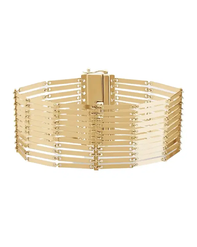 Laser-Cut Rectangle Chainmail Bracelet in 14K Gold