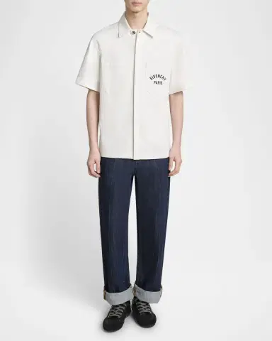 Givenchy Men 's Twill Embroidered Pocket Shirt | Thumbnail 2
