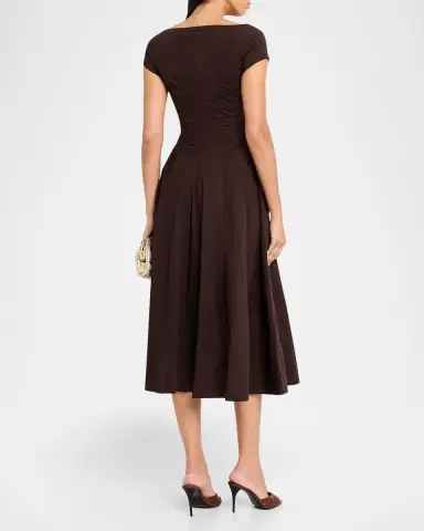 STAUD Wells Stretch Cotton Fit and Flare Midi Dress | Thumbnail 3 STAUD Wells Stretch Cotton Fit and Flare Midi Dress | Thumbnail 3