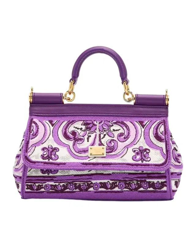 Small Sicily Majolica-Print Top-Handle Bag