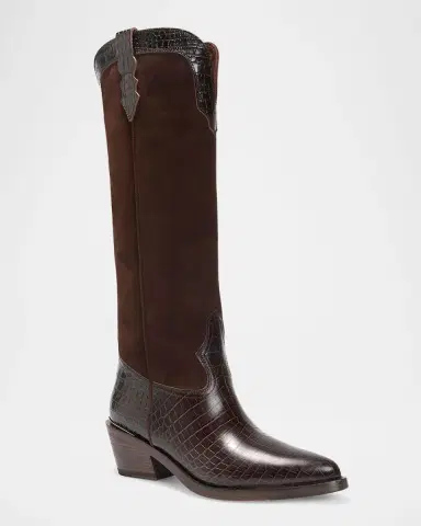 Partlow Mira Mixed Leather Western Knee Boots | Thumbnail 2
