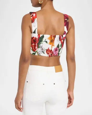 Dolce & Gabbana Anemone Lilly-Print Popeline Bow Crop Top | Thumbnail 3 Dolce & Gabbana Anemone Lilly-Print Popeline Bow Crop Top | Thumbnail 3