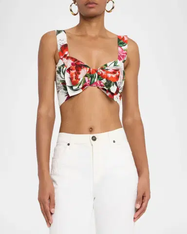 Dolce & Gabbana Anemone Lilly-Print Popeline Bow Crop Top | Thumbnail 4 Dolce & Gabbana Anemone Lilly-Print Popeline Bow Crop Top | Thumbnail 4