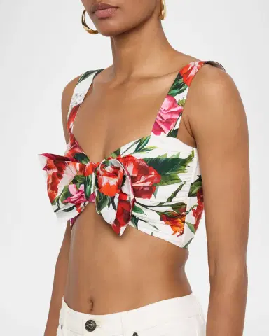 Dolce & Gabbana Anemone Lilly-Print Popeline Bow Crop Top | Thumbnail 5 Dolce & Gabbana Anemone Lilly-Print Popeline Bow Crop Top | Thumbnail 5
