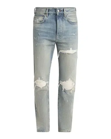 AMIRI Men's MX1 Distressed Jeans with Pleated Suede | Thumbnail 1