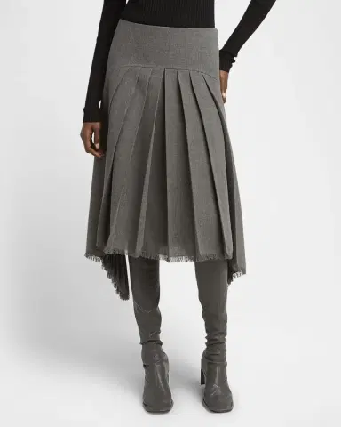 Jil Sander Curved-Yoked Pleated Midi Skirt | Thumbnail 3