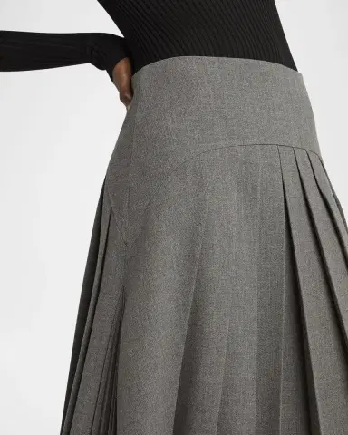 Jil Sander Curved-Yoked Pleated Midi Skirt | Thumbnail 4