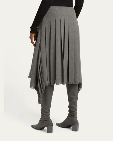 Jil Sander Curved-Yoked Pleated Midi Skirt | Thumbnail 7