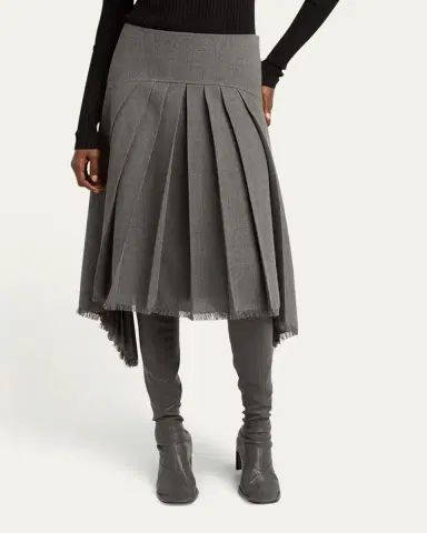 Jil Sander Curved-Yoked Pleated Midi Skirt | Thumbnail 8