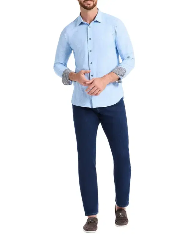 Men 's Thurston Tonal Paisley Knit Button-Down Shirt
