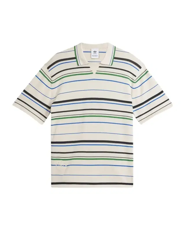 x Wales Bonner Men 's Stripe Knit Polo Shirt