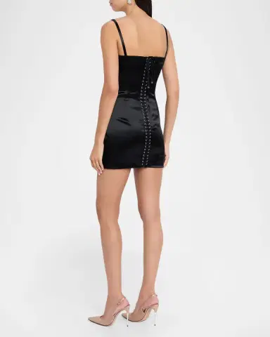 Dolce & Gabbana Stretch Satin Lace-Up Mini Dress | Thumbnail 3 Dolce & Gabbana Stretch Satin Lace-Up Mini Dress | Thumbnail 3