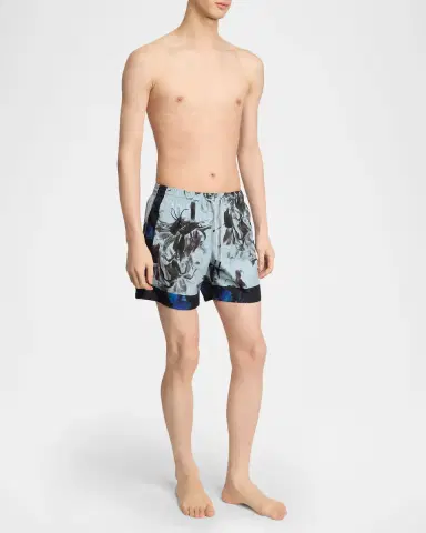 Dries Van Noten Men's Phibbs Floral Nylon Swim Shorts | Thumbnail 2