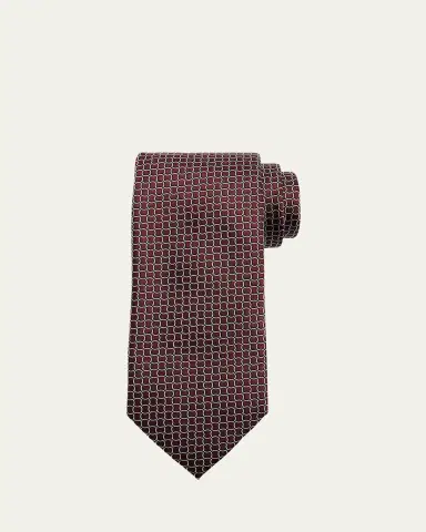 Zegna Men's Geometric Net Jacquard Silk Tie | Thumbnail 2