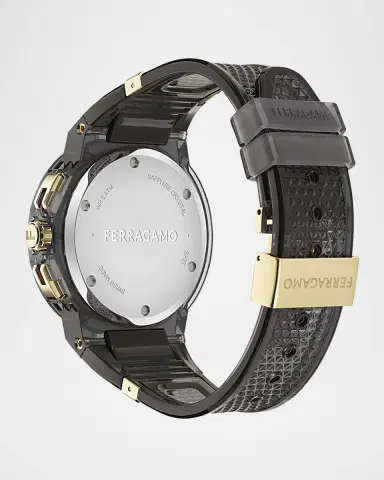 Ferragamo F-80 44mm Translucent Black Bioplastic Chronograph Watch | Thumbnail 3 Ferragamo F-80 44mm Translucent Black Bioplastic Chronograph Watch | Thumbnail 3