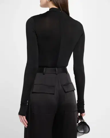 Lapointe Mock-Neck Long-Sleeve Lightweight Jersey Bodysuit | Thumbnail 2